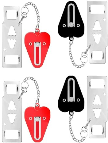 KONTONTY Lot De 4 Verrous De Sécurité À Chaîne Pour Porte De Sécurité Antivol Verrou De Porte D'Hôtel D'Entrée Enfant