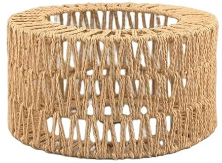 Woven Rattan Pendant Lamp Drum Style Chandelier Cover Paper Rope Natural Lampshade Wicker Pendant Light Shade for Any Room Livingroom