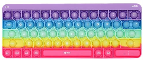 Mtbricey Pop Keyboard Fidget Toy - Silicone Push Bubble Sensory Toys for Kids and Adults Rainbow Stress & Anxiety Relief Toy Squeeze Toddler Toy for Fun/Learning/Relaxation (Style A)