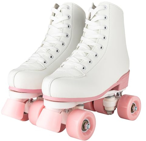 Women's Roller Skates PU Leather High Top Roller Skates Four Wheel Roller Skates Girls Indoor Outdoor Ice Skates Shoes