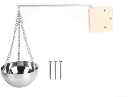 Stainless Steel Sauna Essential Oil Cup with Wooden Wall Mount & Hanging Chain – Fragrance Diffuser Bowl for Traditional and Infrared Saunas, 1