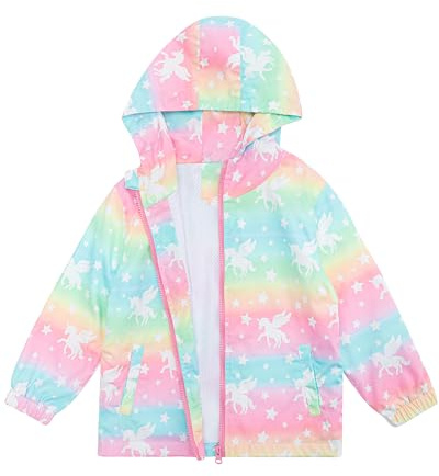 LACOFIA Veste Imperméable Fille Veste Coupe Vent Respirant à Capuche Blouson de Pluie Léger pour Enfant 3~12 ans
