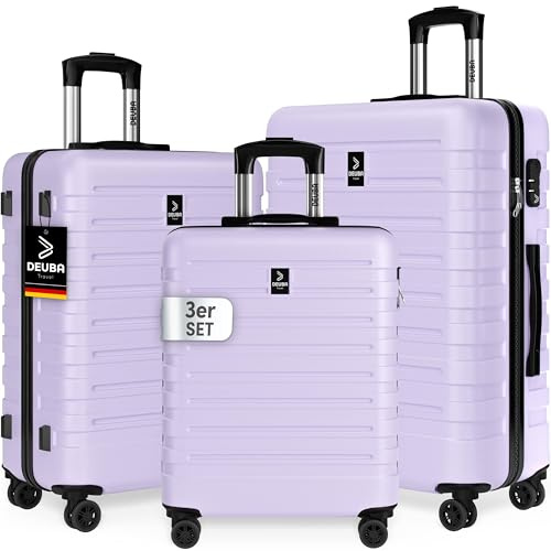 Deuba TRAVEL Set di Valigie Rigide 3 Pezzi M/L/XL con Valigia Rigida da Viaggio Grande con Rotelle a 360° Bagaglio a Mano Trolley in Materiale ABS