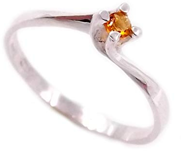 Gioielli Aurum - Anello Solitario da Donna in Argento 925 con Quarzo Citrino Pietra Naturale Semipreziosa