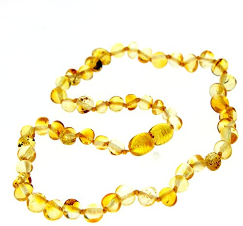 SilverAmber Jewellery Zitrone baltische Bernstein perlen Halskettet - Kettenlänge 33 cm - Erhältlich in verschiedenen Farben und Größen - NBARHON33