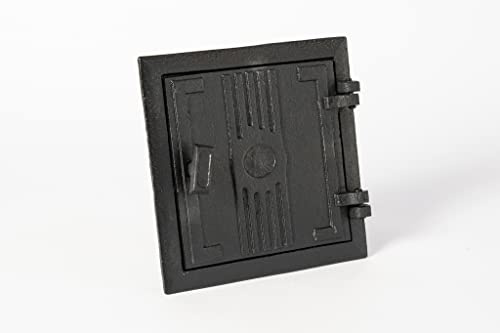 SEZAM Revisionstür für Öfen aus Gusseisen 17 x 3,5 x 17 cm, Kamintür - Klappe - Räumungstür, für Backöfen, Feueröfen & Kamine - schwarz bemalt