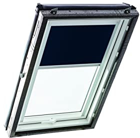 Original Roto Verdunkelungsrollo ZRV - Nahezu vollständige Verdunkelung - Führungsschiene Silber - Dachfenster Baureihe Designo R4/R7 und Classic 43/73 - Größe 065/118 | 06/11 - Stofffarbe Blau