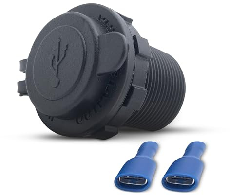 Offgridtec Auto-USB-Steckdose mit Flip-Abdeckung 12V/24V, Schnellladung (5V 2,4A Type-A Ausgang) - IP65 wasserdichter Panelmontage-Ladegerät für Auto, Wohnmobil, Boot, Lkw, Langlebiges ABS-Kunststoff