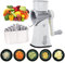 BenRich Rotary Cheese Grater, 5 in 1 Vegetable Slicer Shredder Dicer with Handle 5 Interchangeable Blades, Rotary Round Shredder for Kitchen, Cucumber, Carrot, Potato, Cheese, Nuts (White)
