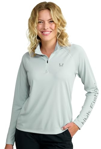 HUK Womens Icon X Hoodie, Fishing Shirt with Sun Protection for Women, Harbor Mist, Small