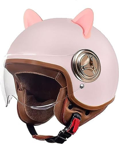 GZEZHA Kinder Motorradhelm Roller Helm Jethelm Mit Sonnenblende, Mädchen Rollerhelm Junge Mofa Helm, 54-61Cm, Für 5 Jahre - 12 Jahre Kid E,54-61cm
