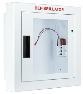 Cubix Safety Semi-Recessed, Alarmed and Strobed AED Cabinet, Large. Fits All Defibrillators on The Market. Measures 16 H x 17 L x 3.25 D. Essential Storage for Indoor AEDs.