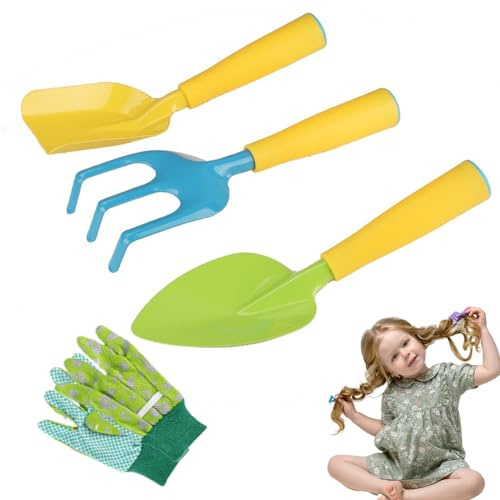 Ensemble de Jardinage pour Enfants Outils de Jardin 4pcs / Set Mini Ergonomique pour Les Tout-Petits Jardinage Ensemble Portable Vibrant Coin Rond