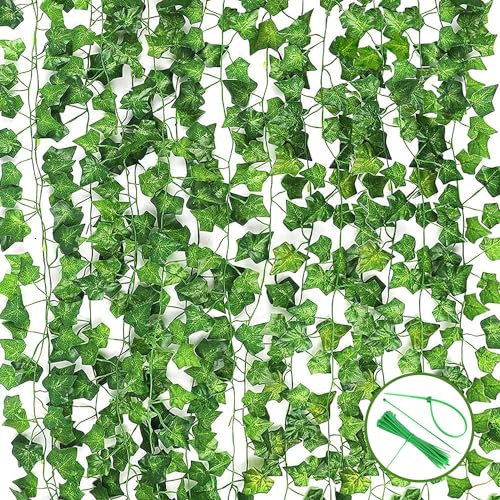Yolistar 12 Pièces Longueur de 210cm Lierre Artificiel Guirlande Chambre,Fleurs Artificielles Deco, Faux Lierre, pour Décoration Chambre et Jardin Intérieure/Extérieure,Mariage,Fête,Noël