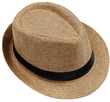 keland Fedora Trilby Hut Sommer Strohhut Panamahüte für Damen Herren (Khaki)