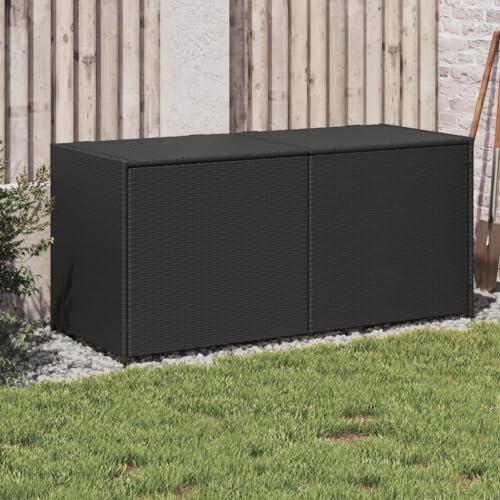 Gecheer Scatola di immagazzinaggio da giardino nera 283L resina intrecciata, scatola portaoggetti per esterni organizer per attrezzi da giardino, cassapanca per balcone, piscina, terrazza