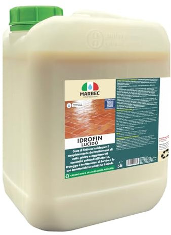 MARBEC IDROFIN LUCIDO 5LT Cera per cotto, pietra e agglomerati cementizi lucida per la finitura dei trattamenti di fondo, con protettivi, impregnanti o cere.