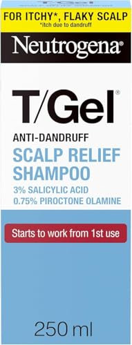 Neutrogena T/Gel Scalp Relief Anti-Dandruff Shampoo (250ml) With 3% Salicylic Acid, Suitable for Those Prone to Scalp Psoriasis and Seborrhoeic Dermatitis