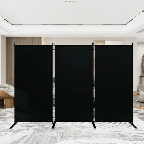 T&Jero 3-Panel Folding Room Divider, 6ft Tall Portable Privacy Screen Wall for Home and Office, Modern Freestanding Partition Separator for Bedroom, Studio, 100 Wide x 71 High, Black