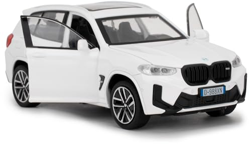 BGHSCA Spielzeugauto Kompatibel für 1:32 X3M Modellauto, Pull Back Diecast Collectible Car mit Geräuschen ＆ Lichter für Kinder Jungen Mädchen und Erwachsene, Geschenk Weiß