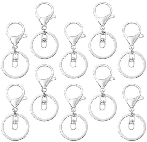 Uonlytech 10pcs Metal Keychain Clip Key Rings Alloy Lobster Clasp DIY Key Chain Accessories Supplies for Crafts Keyrings