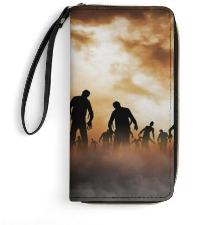 JiuPopular Portefeuille en cuir, Zombies Dead Men Walking Body la nuit, avec corde, petite taille et grande capacité, facile à transporter