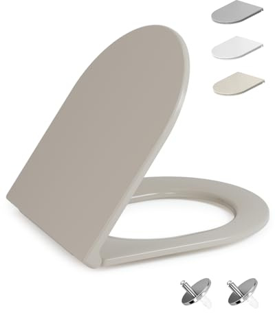HySail Hochwertiger Toilettendeckel mit Absenkautomatik, Schnellverschluss und Hygienischer Oberfläche – Robust, Umweltfreundlich, Farbbeständig, in Mehreren Farben Erhältlich (Beige, D-Form Kurz)
