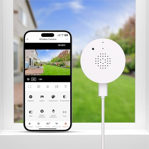 Atfoyer 2K Window Camera for Home Security with Full Color Night Vision, 2.4GHz WiFi Indoor Security Cameras, Human & Motion Detection, 24/7 Monitoring, 2-Way Talk, Easy Install