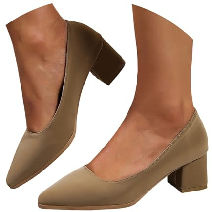 Dirndl Court Shoes Women's Traditional Shoes Block Heel Closed Shoes High Heel Low Shoes Evening Shoes High Heels Ballerina Clip Pumps for Weddings and Parties, O khaki., 9 UK