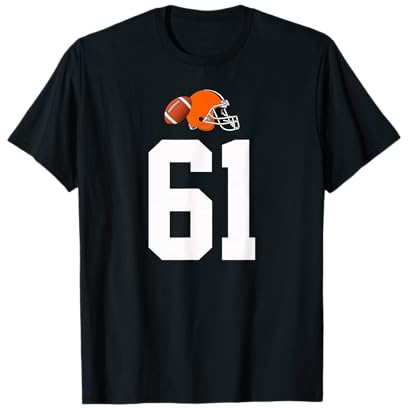 Americano Fútbol Casco Estilo Vintage Número 61 Camiseta