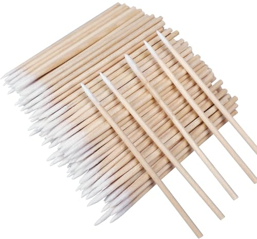 400 Piezas Bastoncillos de Algodón Puntiagudos de Madera Aplicadores Pequeños Bastoncillos de Algodón Para Tatuaje, Cejas, Belleza, Maquillaje, Uñas (7cm)