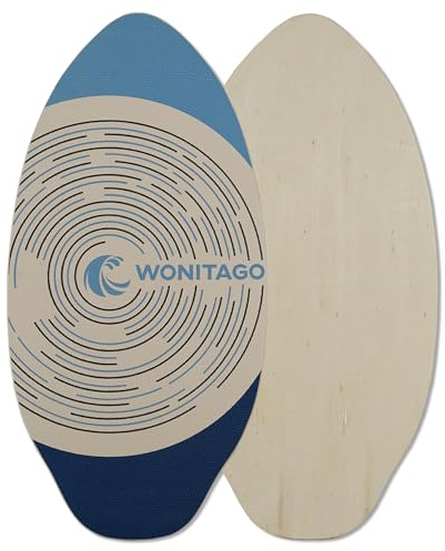LINGVUM Skimboard with EVA Grip Pad and High Gloss Clear Coat, Wooden Skim Boards for Kids Young and Adults, 41 in, Blue&Navy