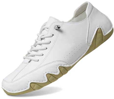 Sneakers Uomo Estive Leggere - in Pelle Scarpe da Ginnastica Stringate Basse Sneakers vestibilità Rilassata Sandali Sportivi Sneaker per Running Outdoor Urbane 41 Bianco