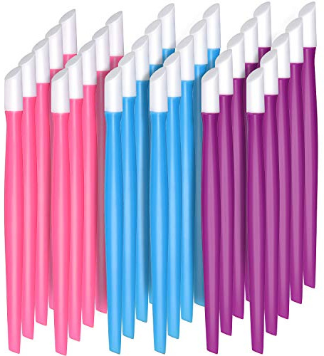 BBTO 30 Pcs Rubber Cuticle Pusher Silicone Cuticle Pusher Small Plastic Handle Tipped Sticks Mini Nail Cleaner Colored Nail Art Tool for Men and Women(Bright Colors)