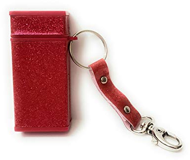 Colorful Glitter Portable Mini Pocket Ashtray Keychain with Handy Clip (Red)
