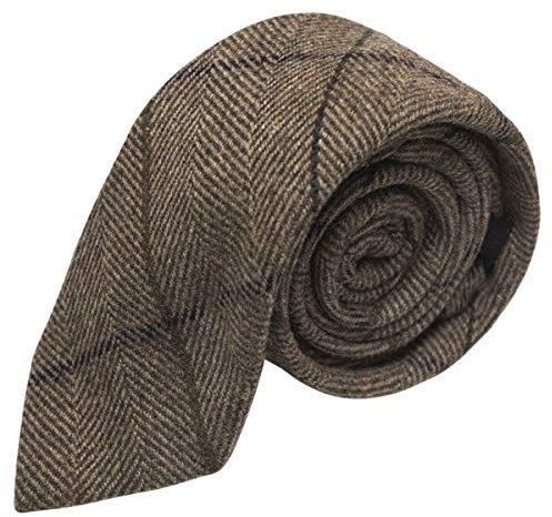 King & Priory pojkar jordnötsbrun fiskbensmönstrad rutig slips, tweed, Brun, en storlek