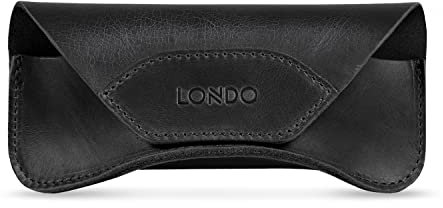 Londo Funda Gafas Cuero Genuino con Botón, Protección Antiarañazos, Diseño Minimalista, 16x7x4 cm, Unisex