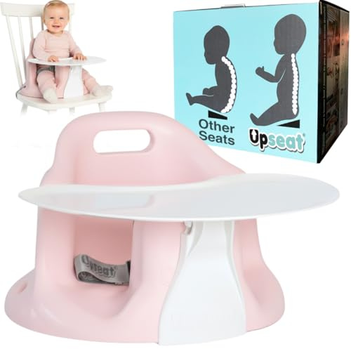 Upseat Siège rehausseur pour bébé avec plateau amovible pour les repas et les jeux, développé avec des kinésithérapeutes pour un développement et une posture sûrs et sains des hanches (rose)
