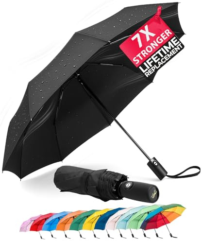Mr. Pen- Windproof Travel Umbrella, Compact, Water Resistant, Light weight, Strong Umbrella for Rain, Easy Push Button Open and Close, Travel size