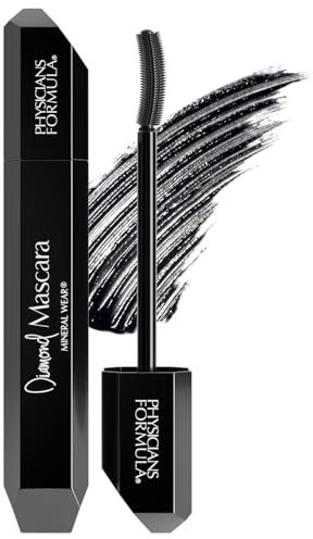 Physicians Formula, Mineral Wear Diamond Mascara Black, Allungamento Ciglia con una Polvere di Diamanti, Peptidi per Rafforzare le Ciglia, Acqua Minerale Lenitiva e Vitamina E Nutriente