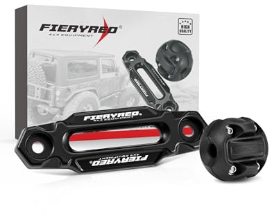FIERYRED Winch Hawse Fairlead with Winch Cable Hook Stopper Kit,4-7/8 Inch Bolt Pattern Aluminum Fairlead for Synthetic Rope,Suitable for 3500-4500LBS ATV/UTV Winch