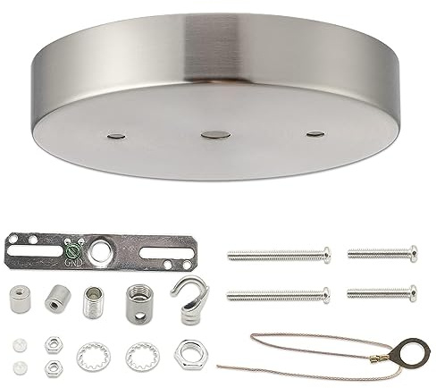 EIFHYT Canopy Kit for Chandelier, 5 1/8 Ceiling Lighting Modern Steel Canopy Kit Light Fixture Cover Plate, Hook & Cord Holder for Pendant Lighting Fixtures (Brushed Nickel)