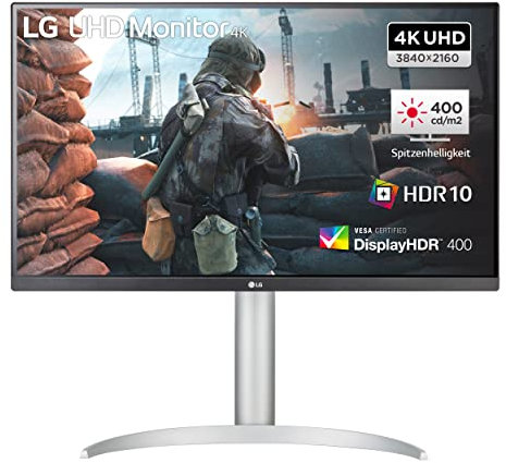 LG 27UP650P Monitor 27 UltraHD 4K LED IPS HDR 400, 3840x2160, 5ms, AMD FreeSync 60Hz, HDMI 2.0 (HDCP 2.2), Display Port 1.4, AUX, Stand Pivot, Schermo Antiriflesso, Flicker Safe, Bianco
