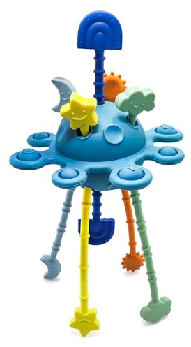 Bosmik - Juguetes Montessori 1-2 Años - Pulpo de Silicona sin BPA - Mordedor Bebe - Juguetes Niños 1-2 Años - Azul