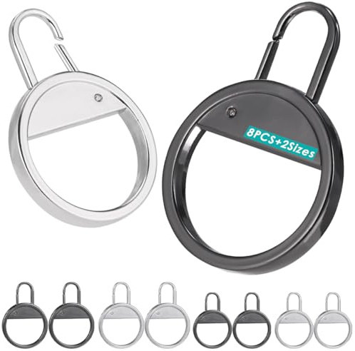 Nkomax Tirador de Cremallera de Repuesto Con Anillo, Mango de Metal, Reparación de Pestañas para Chaqueta, Zapatos, Equipaje, Maletas, Bolsa (Negro/Plateado)