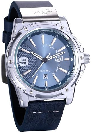 JewelryWe Men's Heavy Duty Watch: Analog Quartz Large Dial Leather Strap Calendar Display Business Casual Easy Reader