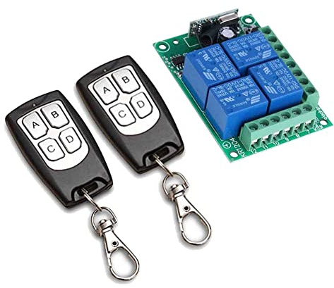 iFutniew Universale Wireless Telecomando Interruttore DC 12V 4CH Relè Ricevitore Modulo con 4 Canali RF Telecomando 433 Mhz Trasmettitore
