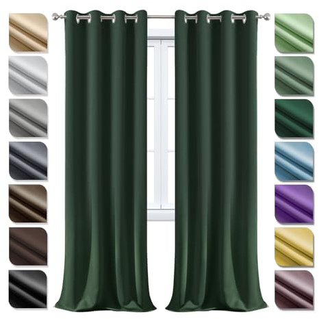 Ziligengsheng Tenda Oscurante Da Interno 1 Pezzo 200×180cm(LxA) Verde scuro, Tenda Da Oscurante, Tende Termiche Per Interni, Tenda Fonoassorbente, Tende Camera Bambini