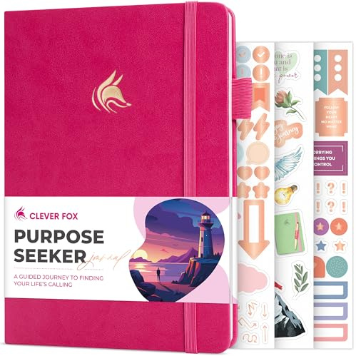 Clever Fox Purpose Seeker Journal – guidad manifestation och livreflektionsplanerare för daglig självutforskning, målinställning och tacksamhet (fuchsia)