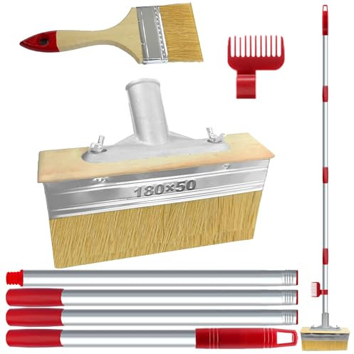 Large Paint Brush 7Decking Brush,Long Handled Paint 60Deck Stain Applicator with 3 Paint Brush for Woodstains, Oils, Decking, Fence,Wall and Furniture